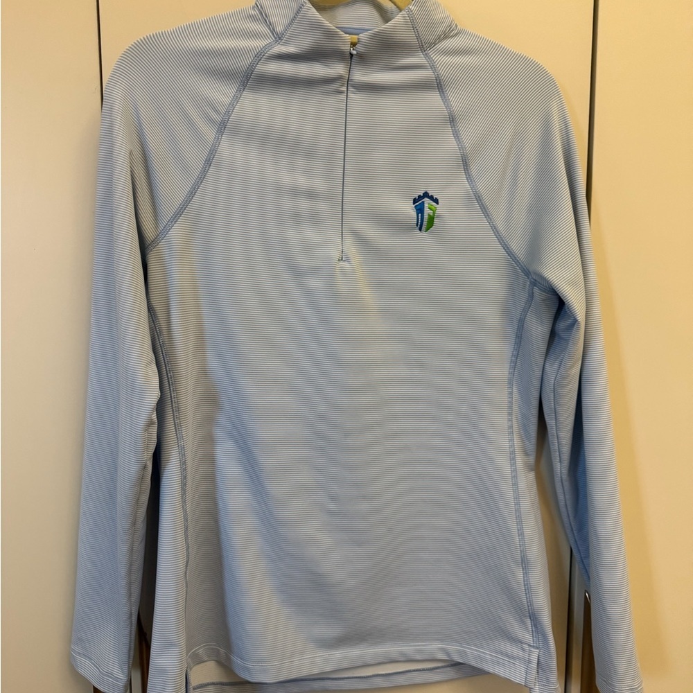 Peter Millar Women's Light Blue Quarter-Zip Top - Picture 2 of 6